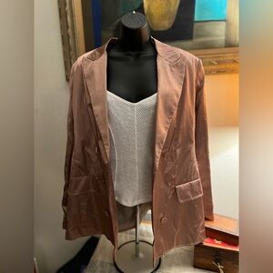Apostrophe taupe satin blazer with shoulder pads